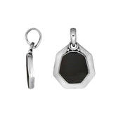 Sterling Silver Balinese Octagon Shape Black Shell Pendant